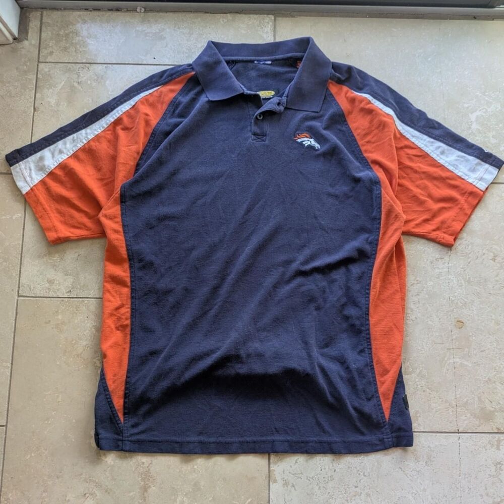 Nfl Men's Orange and Navy Polo-shirts